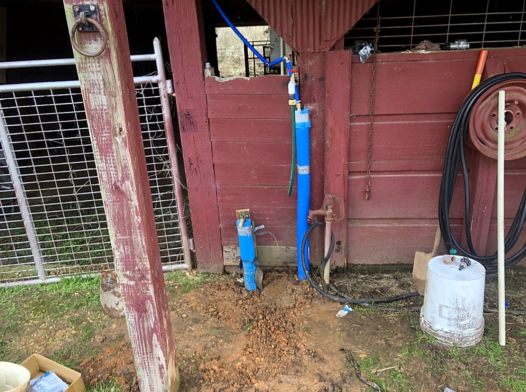 New water line, shutoff and hydrant plumbed in at a barn